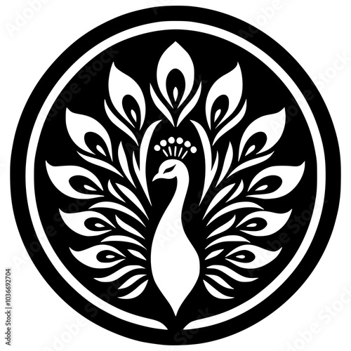 peacock logo with elegant feather