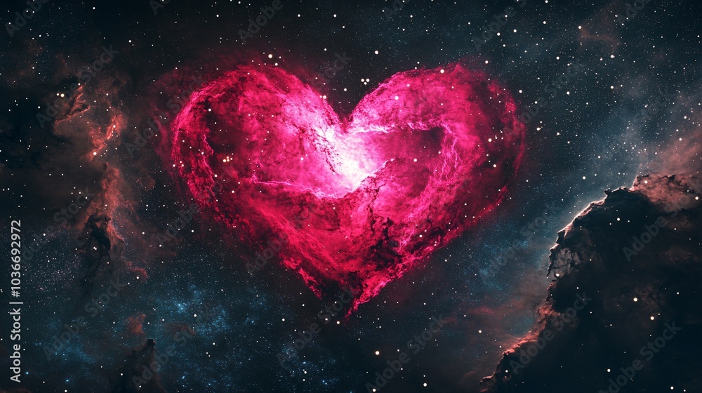 A captivating cosmic heart shape amidst a vibrant galaxy, symbolizing love and connection in the universe, against a starry background. A captivating cosmic heart shape amidst a vibrant galaxy, symbolizing love and connection in the universe, against a starry background.