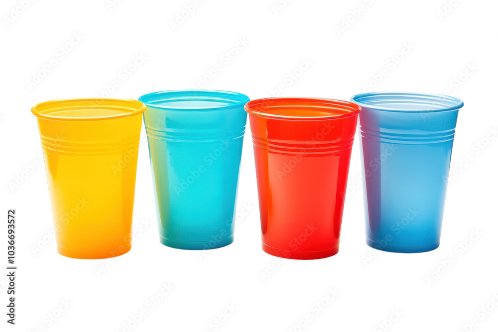 A Versatile Plastic Cup Set Ideal for Parties, Events, and Everyday Use, Isolated on a Clean transparent Background A Versatile Plastic Cup Set Ideal for Parties, Events, and Everyday Use, Isolated on a Clean transparent Background