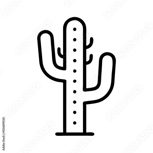 Outline illustration of a cactus, representing desert flora and resilience copy space