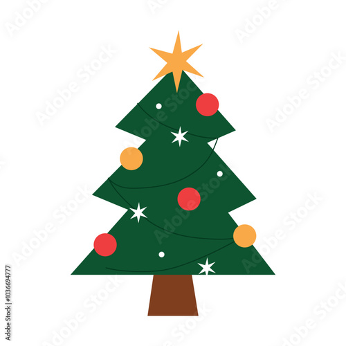 Festive Christmas tree icon. Vector