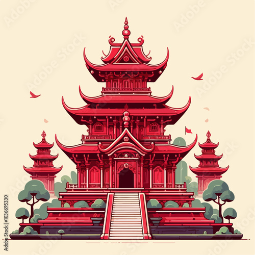 illustration of a temple architecture