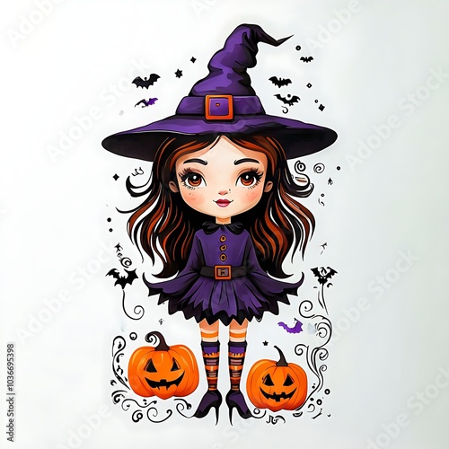 halloween witch with pumpkin  generative AI photo