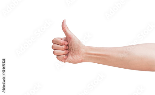 Thumbs up isolated on white background with clipping path. Appreciation or excellence concept.