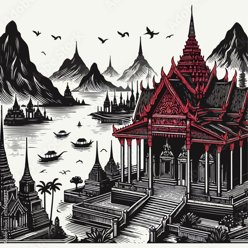 illustration of a temple architecture