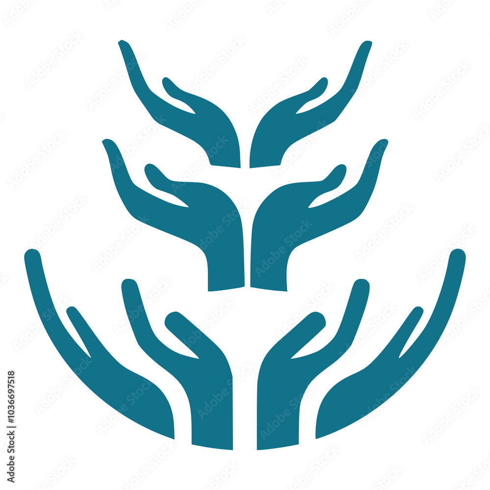 Abstract Minimalist Three Welfare Hand Logo Abstract Minimalist Three Welfare Hand Logo