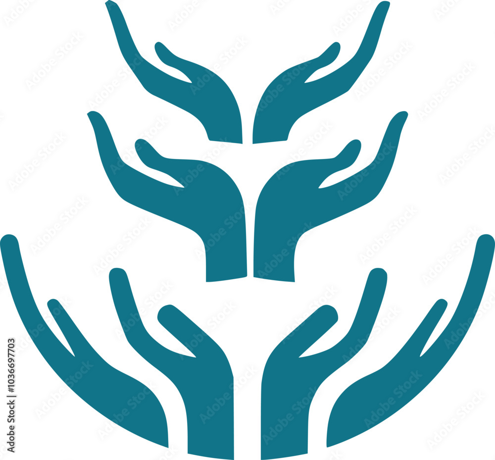 Abstract Minimalist Three Welfare Hand Logo Abstract Minimalist Three Welfare Hand Logo