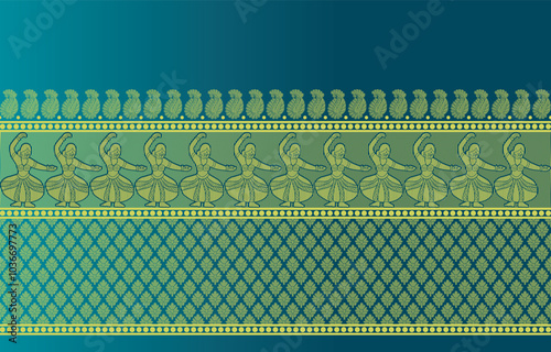 beautiful graphic saree design and this sari design is in Indian style which is for textile fashion industry and it can be used as wallpaper backdrop and website bg this style is originated in india