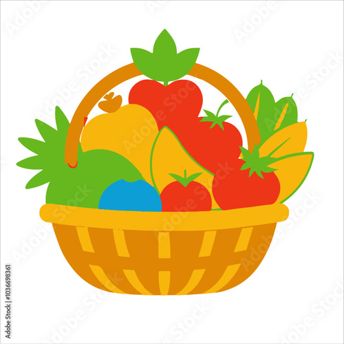 Icons with ripe organic fruits and berries. Tropical pineapple, orange, mango, apple, watermelon and lemon. Juicy Ingredients. Cartoon flat vector collection isolated on white
