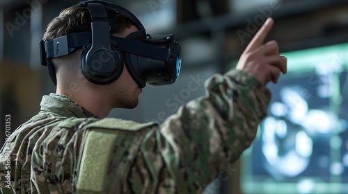 Soldier testing VR technology. 