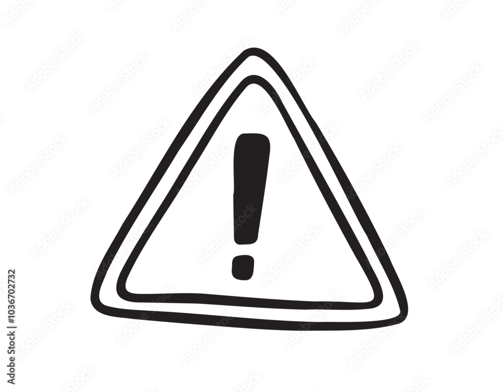 Hand drawn danger sign doodle icon. Hand drawn exclamation mark in a triangle black sketch. Sign drawing symbol. Hand drawn danger sign doodle icon. Hand drawn exclamation mark in a triangle black sketch. Sign drawing symbol.