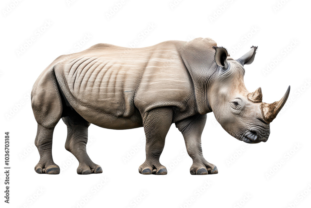 Obraz premium High-Resolution Image of a Rhino Isolated on a transparent Background Perfect for Wildlife Conservation Projects and Educational Materials