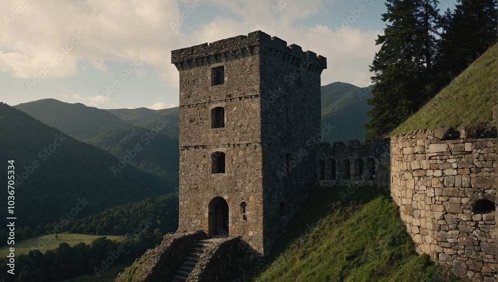 The archer tower stands proud against the backdrop of nature’s beauty The archer tower stands proud against the backdrop of nature’s beauty