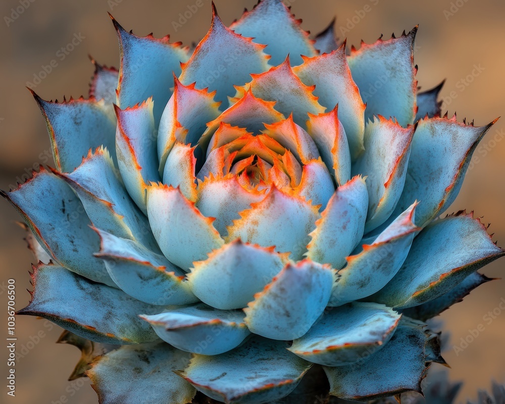 Fototapeta premium A close up of a blue and orange succulent - Backgrounds and Textures