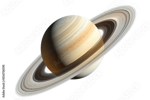 High-Quality Isolated Image of Saturn with Its Rings Perfect for Educational and Astronomical Content Usage