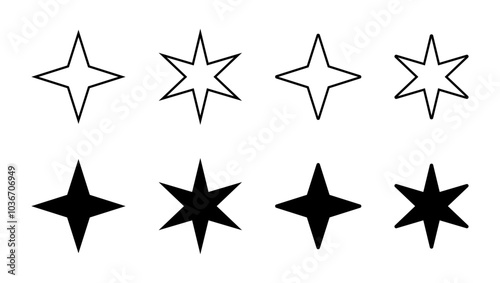 Twinkle star icon set in generic style. Sparkle stars sign symbol