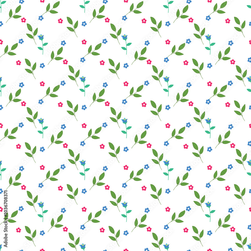Seamless pattern with plants, branch, wild flowers and leaves Seamless pattern with plants, branch, wild flowers and leaves
