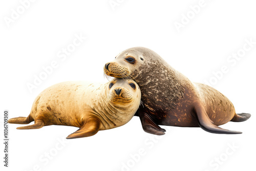 A Group of Seals Relaxing in a Coastal Environment Captured in Stunning Detail with transparent Background for Various Uses photo