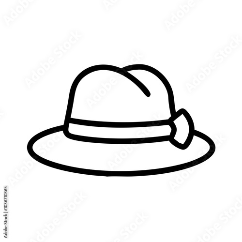 Stylish hat illustration with a ribbon on a white background
