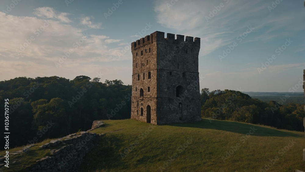 The archer tower stands resilient against the forces of nature, a true symbol of strength The archer tower stands resilient against the forces of nature, a true symbol of strength