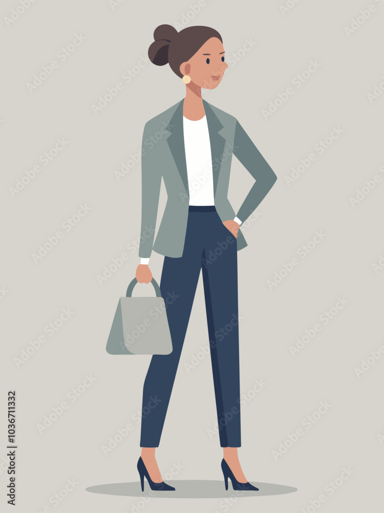 Smiling businesswoman in a suit stands confidently with a briefcase, symbolizing success and professionalism in the corporate world Smiling businesswoman in a suit stands confidently with a briefcase, symbolizing success and professionalism in the corporate world