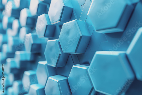 Digital Turquoise Hexagon Abstract Clean Background.