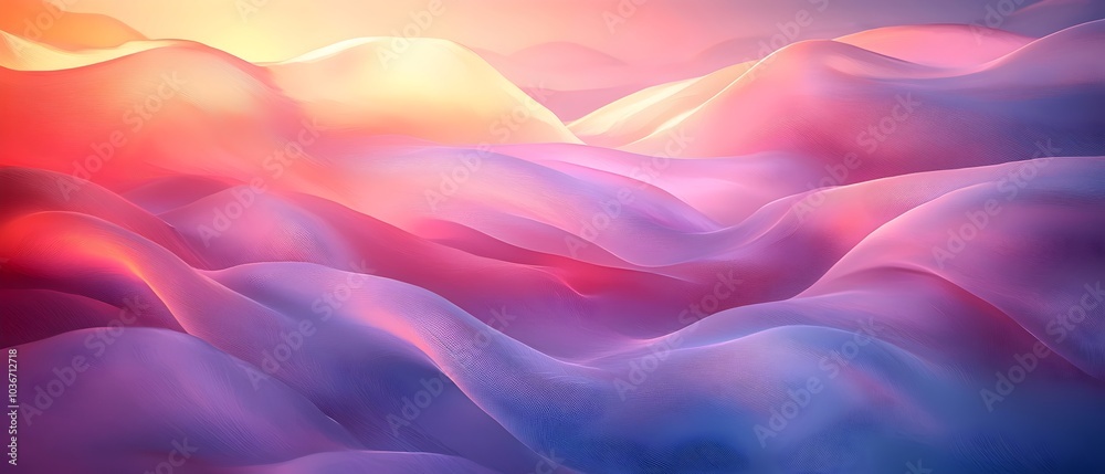 Vibrant abstract landscape with soft, curving hills in hues of pink, orange, and lavender, evoking a serene and dreamy atmosphere. Vibrant abstract landscape with soft, curving hills in hues of pink, orange, and lavender, evoking a serene and dreamy atmosphere.