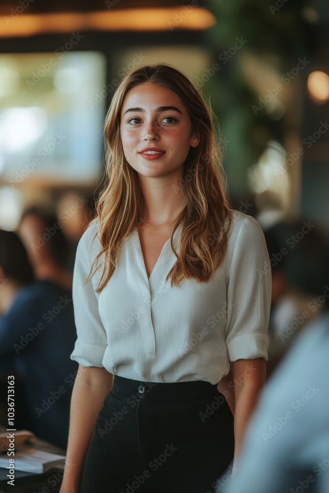 Businesswoman presenting her ideas to coworkers, Generative AI Businesswoman presenting her ideas to coworkers, Generative AI