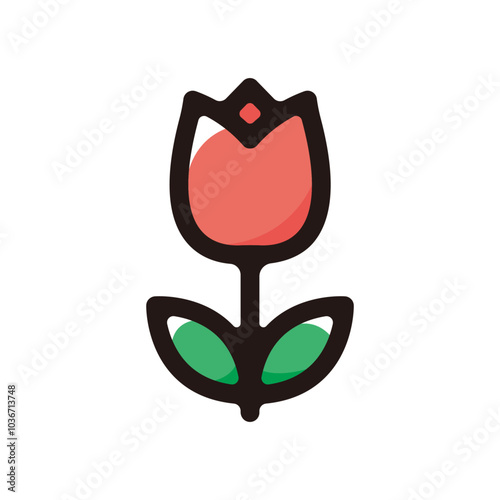 Tulip outline icon for graphic design, apps and websites