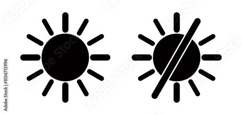 Sun and no sun black icons on white for web