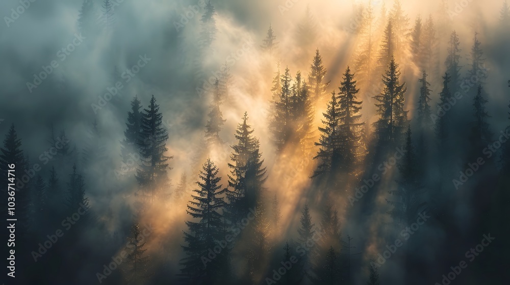 Obraz premium fog in the forest