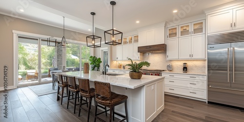 Bright and elegant modern style kitchen interior space scene