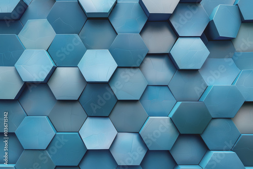 Digital Turquoise Hexagon Abstract Clean Background.