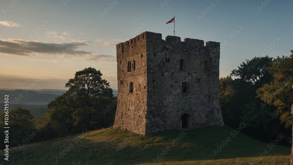 The archer tower stands strong amidst the beauty of nature The archer tower stands strong amidst the beauty of nature