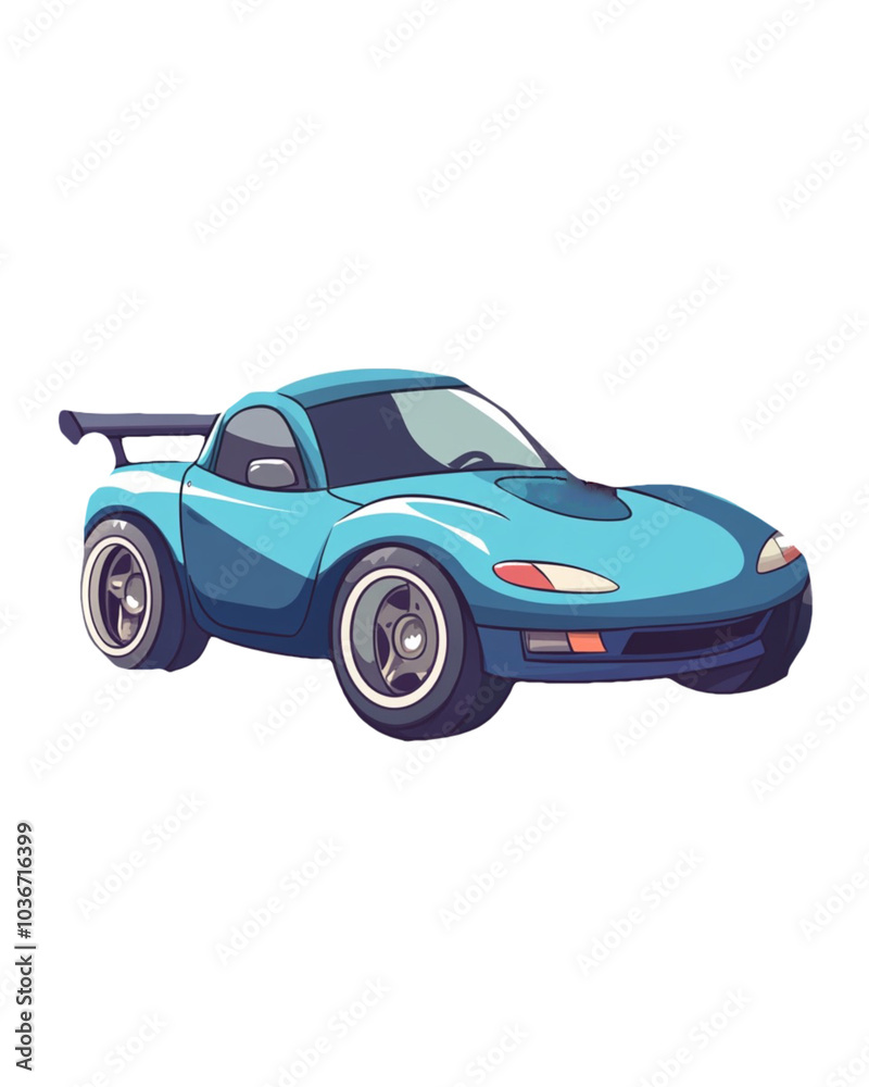 Blue race car. Race car illustration isolated on a white background. Blue race car. Race car illustration isolated on a white background.