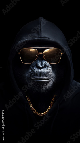 Anthropomorphic gorilla in the dark photo