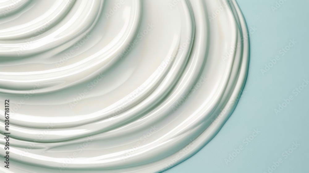 A zoom burst photograph of skincare products with a light blue cream. A zoom burst photograph of skincare products with a light blue cream.