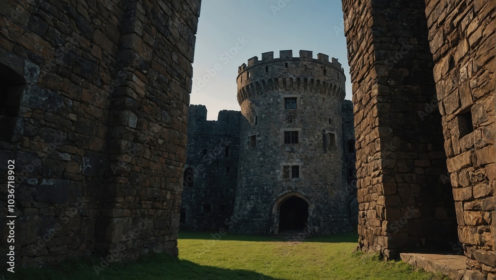 The archer tower stands tall, a reminder of the beauty of ancient craftsmanship and design The archer tower stands tall, a reminder of the beauty of ancient craftsmanship and design