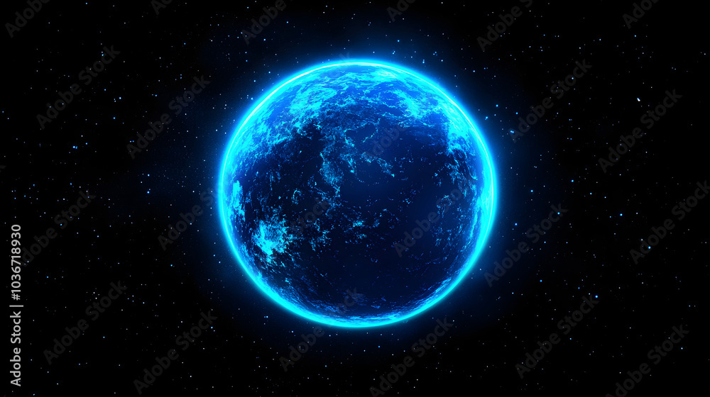glowing blue orb in dark space, surrounded by stars, evokes sense of wonder glowing blue orb in dark space, surrounded by stars, evokes sense of wonder