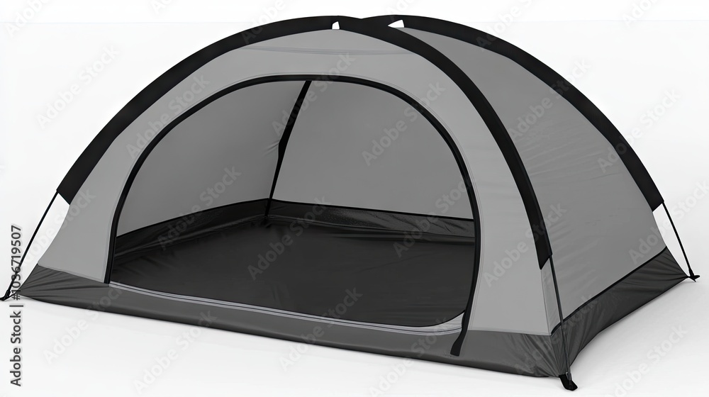 A minimalist gray tent mockup with sleek lines, standing on a neutral background, ideal for product promotions.