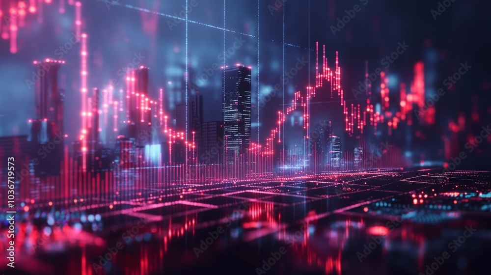 Fototapeta premium Tech sense Big Data Stock Market data Financial trading chart Background