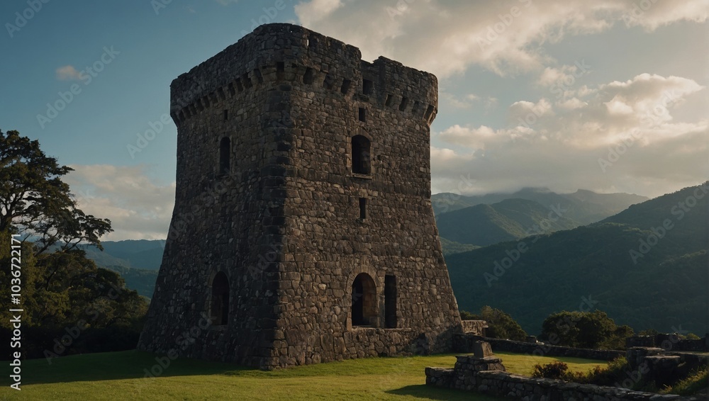 The archer tower symbolizes strength and resilience, standing tall against nature's fury The archer tower symbolizes strength and resilience, standing tall against nature's fury