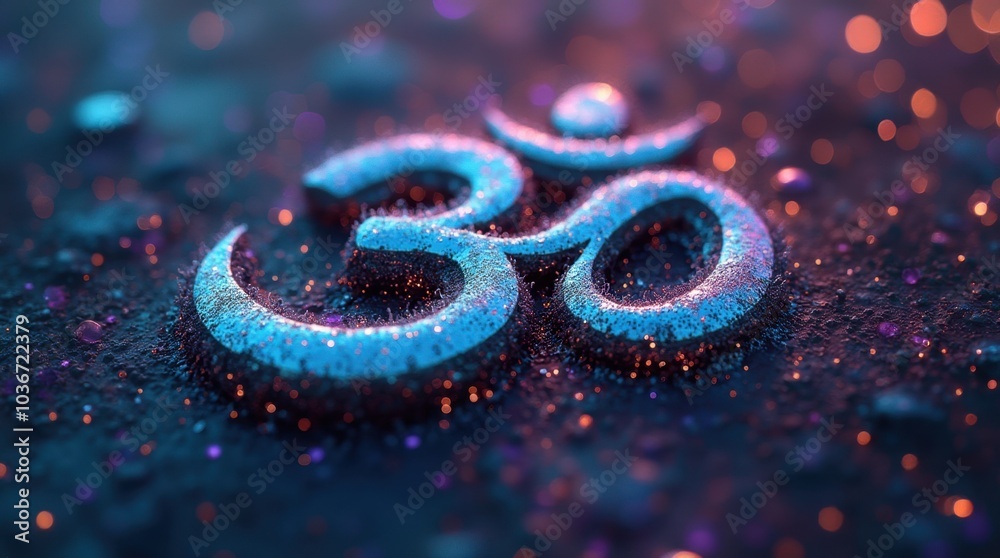 The ancient Om symbol rendered in liquid metal, shifting and morphing as if made of programmable material. The ancient Om symbol rendered in liquid metal, shifting and morphing as if made of programmable material.