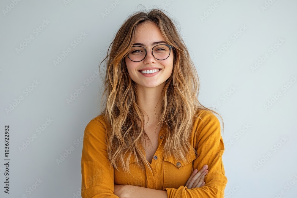 Obraz premium Cheerful female professional in casuals, Generative AI