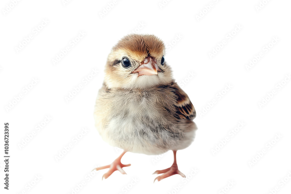 Obraz premium Sparrow Chick Isolated on transparent Background - Perfect for Educational Materials and Wildlife Publications