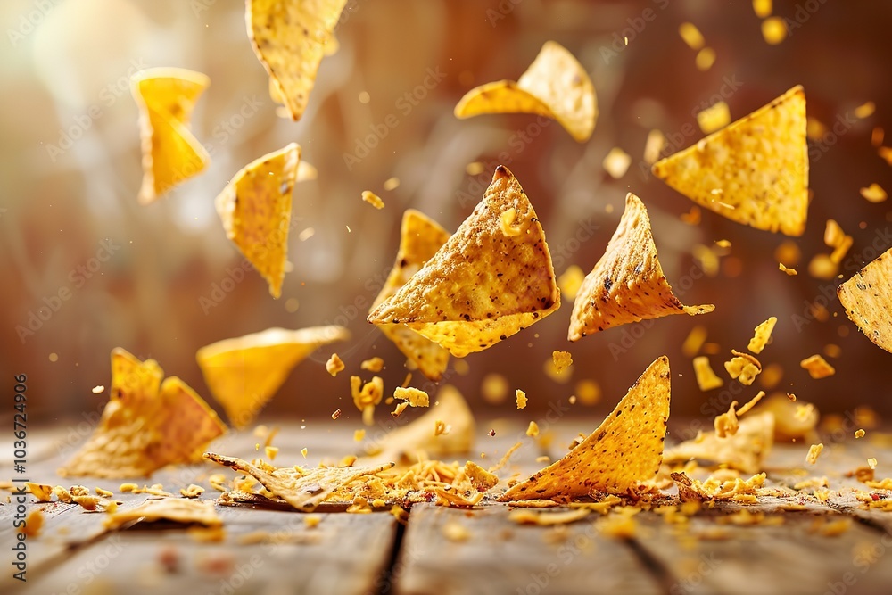 Cutout of Flying Delectable Nacho Chips. Generative Ai Cutout of Flying Delectable Nacho Chips. Generative Ai