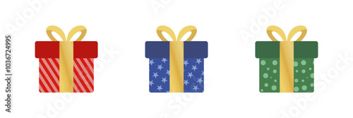Surprise gift box with gold ribbon. birthday event celebration box. Christmas gift box.