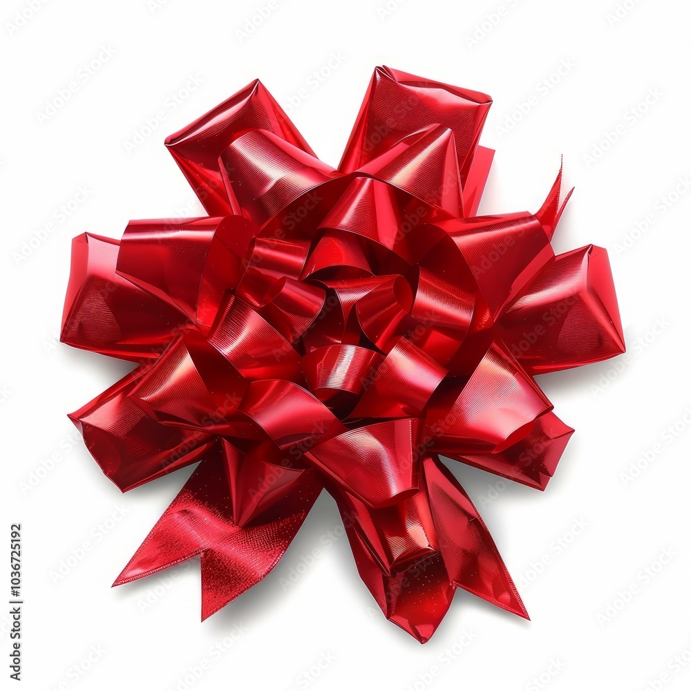 Big red gift bow with shiny ribbon isolated on white background Big red gift bow with shiny ribbon isolated on white background