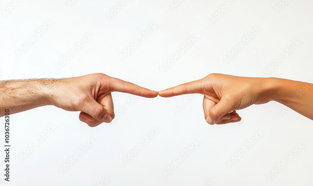 Couple linking index fingers, Generative AI Couple linking index fingers, Generative AI