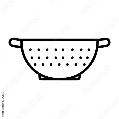 Minimalist colander illustration with perforations on a white background